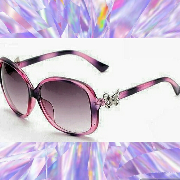 Accessories - Purple Butterfly Accent Sunglasses